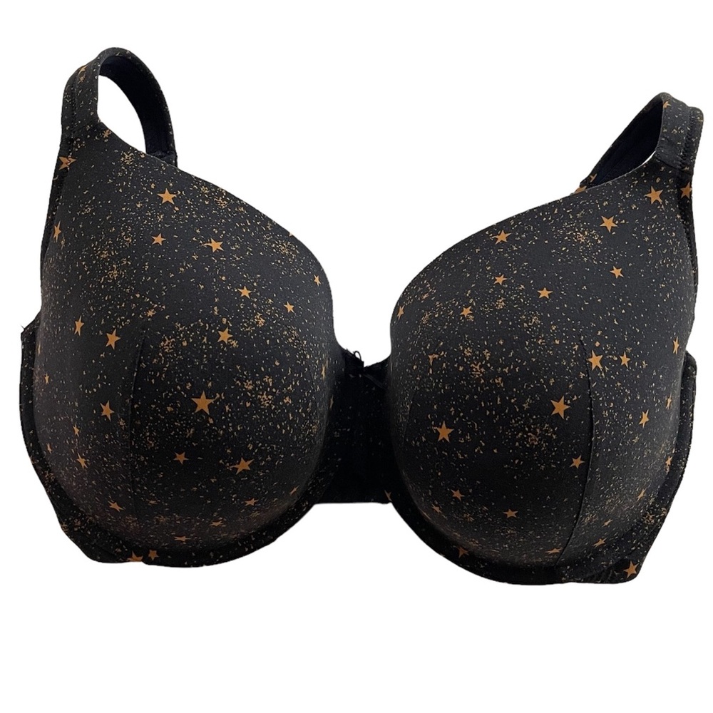 Cacique bra 38H lightly padded underwire celestial print dark blue